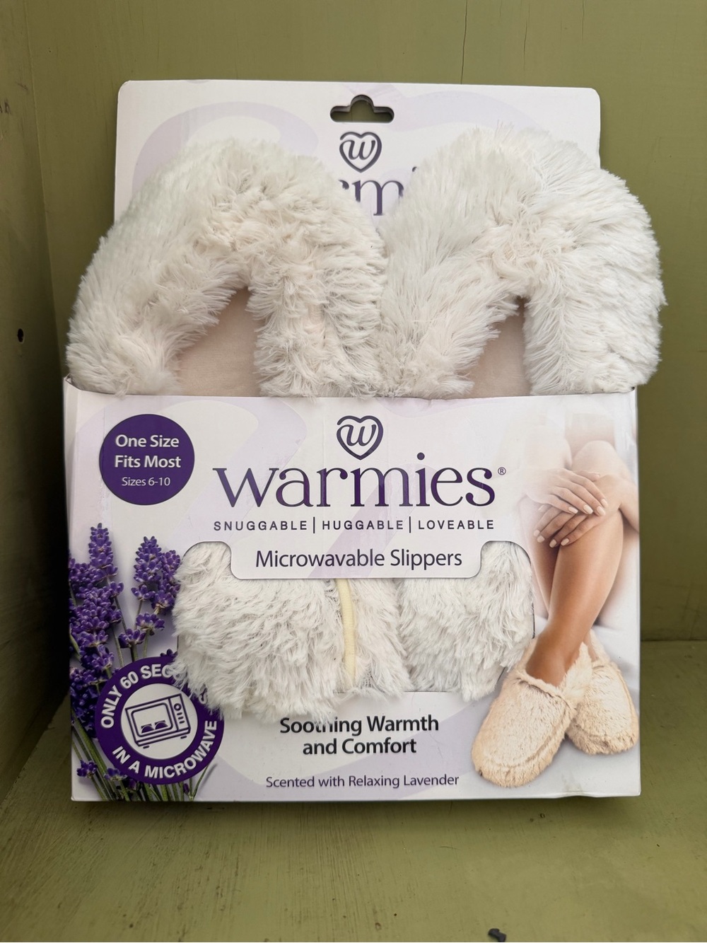 Warmies Lavender-Scented Microwavable Slippers — Cream